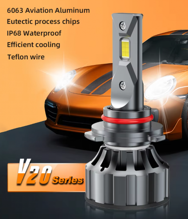 Set 2 Becuri auto LED 9005/HB3, model V20, 12V, 12000LM Super Canbus, Alb rece, 120W, BZRSH, fara eroare [7]