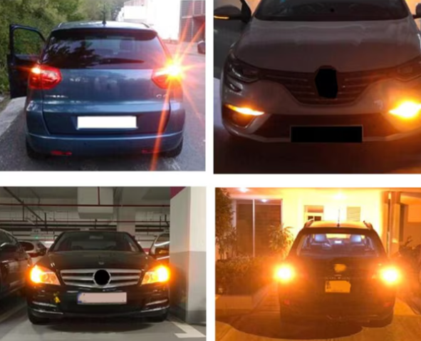 Set 2 becuri auto led BA15S 1156/P21W, 144LED SMD, lumina galbena, semnalizare, BZRSH [2]