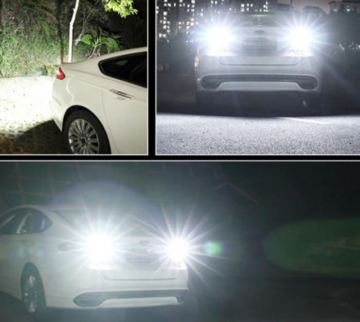 Set 2 becuri auto led BA15S 1156/P21W, 144LED SMD, pini la 180 grade,  lumina alba, BZRSH [2]