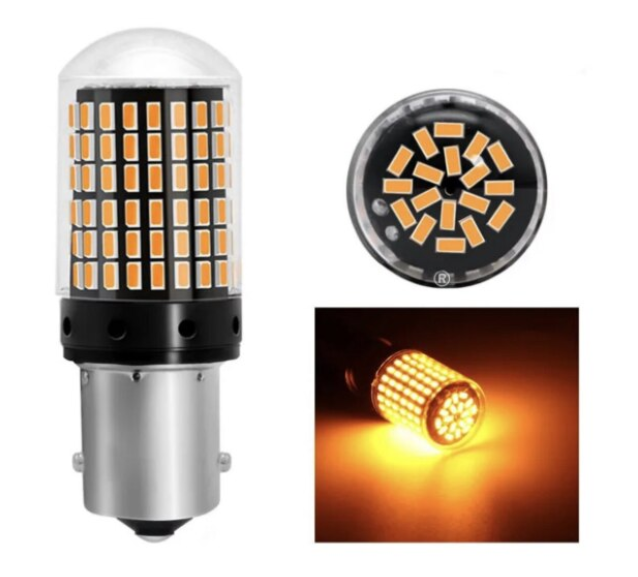 Set 2 becuri auto led BA15S 1156/PY21W, 144LED SMD, lumina galbena, semnalizare, BZRSH [4]
