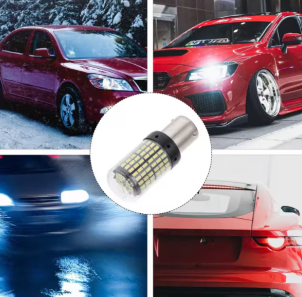 Set 2 becuri auto led BAY15D 1157/P21/5W, 144LED SMD, lumina alba cu 2 faze, lumini de zi, marsarier, daylight, BZRSH [2]