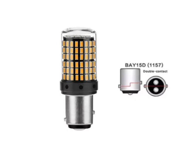 Set 2 becuri auto led BAY15D 1157/P21/5W, 144LED SMD, lumina alba cu 2 faze, lumini de zi, marsarier, daylight, BZRSH [4]