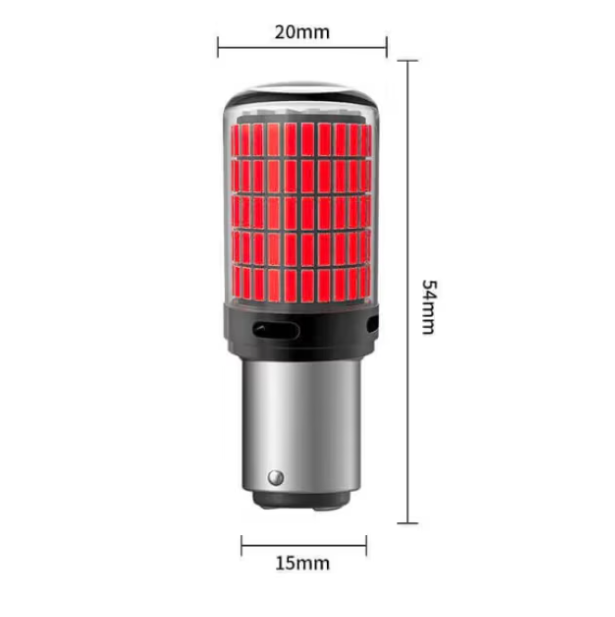 Set 2 becuri auto led BAY15D 1157/P21/5W, 144LED SMD, lumina rosie cu 2 faze, pozitie si stop pe frana, BZRSH [3]