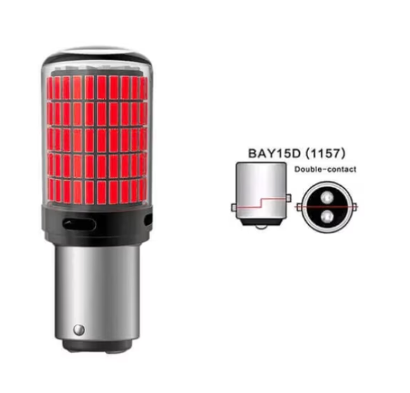 Set 2 becuri auto led BAY15D 1157/P21/5W, 144LED SMD, lumina rosie cu 2 faze, pozitie si stop pe frana, BZRSH [4]