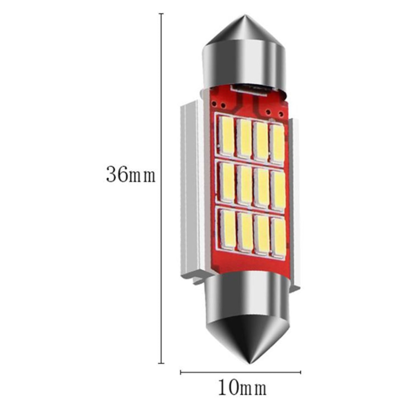 Set 2 Becuri auto LED, C5W Sofit, 12 SMD, Canbus fara eroare 36 mm, BZRSH [4]