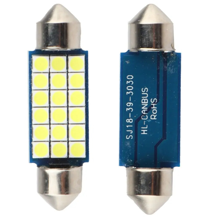 Set 2 Becuri auto LED, C5W Sofit, 18 LED SMD, Canbus fara eroare 39 mm, BZRSH [1]