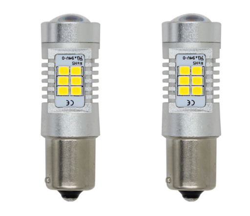 Set 2 becuri auto LED cu lupa 1156/BA15S P21W, BZRSH®, cu 27 de LED-uri, Alb rece, 6000K [4]