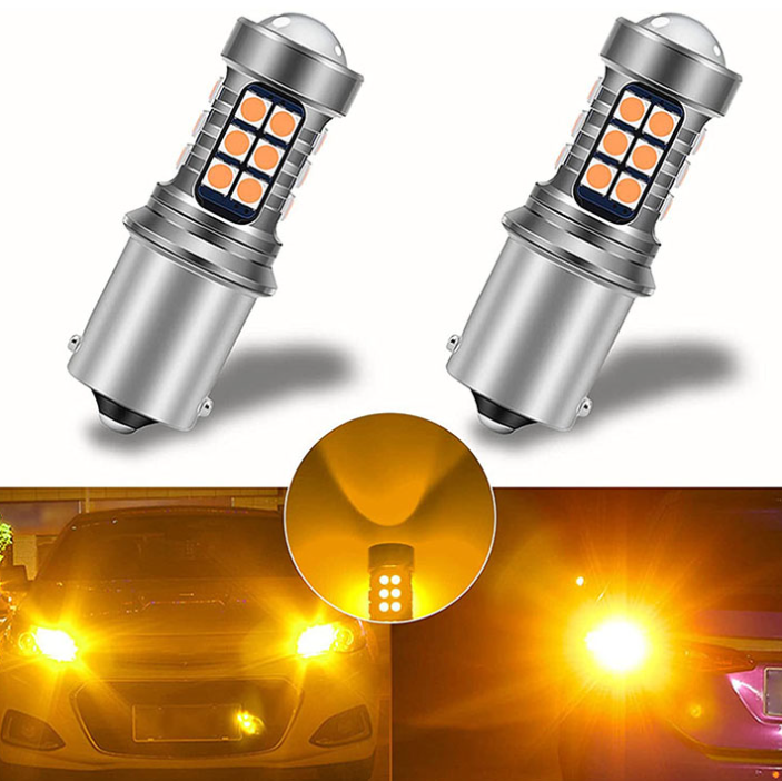 Set 2 becuri auto LED cu lupa 1157/BAY15D P21/5W, BZRSH®, cu 21 de LED-uri, 2 faze, lumina rosie, pozitie si stop pe frana [6]