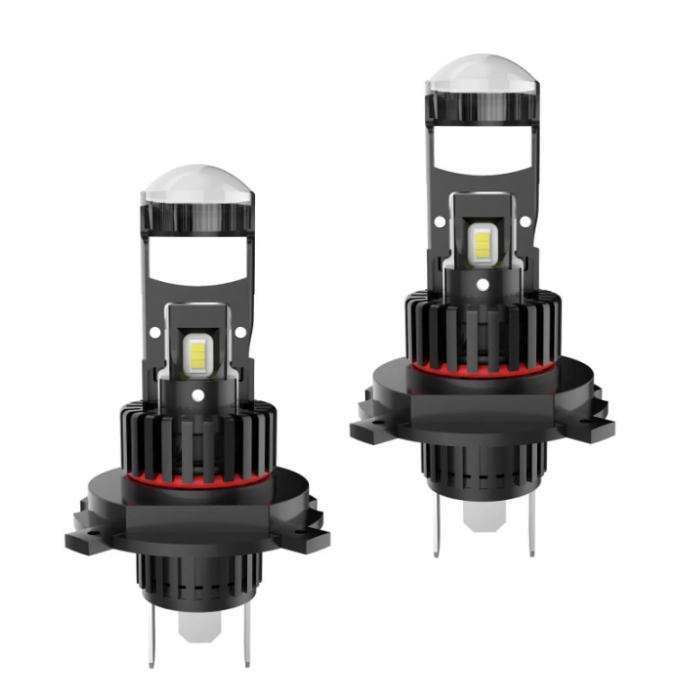 Set 2 becuri auto LED cu lupa, H4, 2 faze, 280W, 12V, 6500K, Canbus, fara eroare, +300%, BZRSH [4]