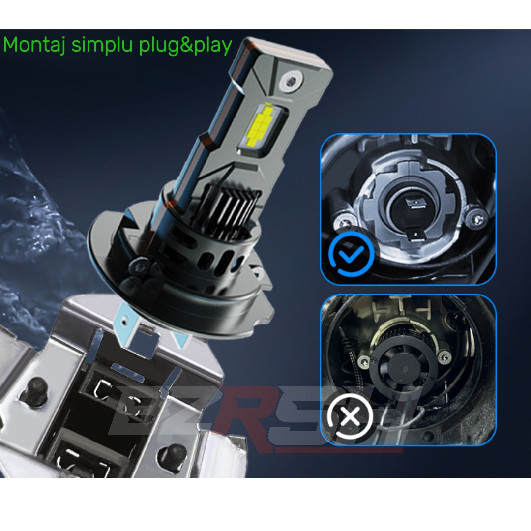 Set 2 becuri auto LED mini H1, 150W, 6000K, 19000 lumeni, Canbus, 9-16V, BZRSH, Super CSP, lumina alb-rece, fara eroare de bec ars - Copie [6]