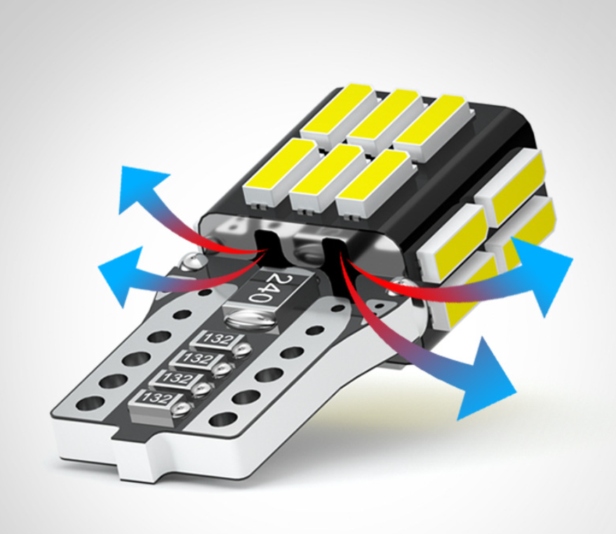 Set 2 Becuri auto led T10 W5W, 12 V, 24 LED SMD 4014 , canbus fara eroare, lumina alba, BZRSH, pentru pozitie, plafoniera, portbagaj, semnalizare, lumini oglinda, lumini ambientale [2]