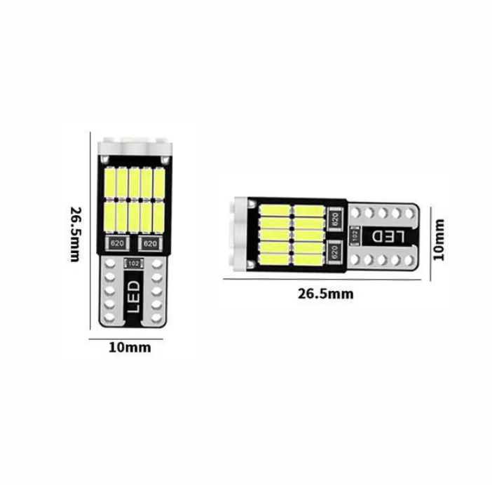 Set 2 Becuri auto led T10 W5W, 12 V, 26 LED SMD 4014 ,  lumina alba, BZRSH, pentru pozitie, plafoniera, portbagaj, semnalizare, lumini oglinda, lumini ambientale [6]