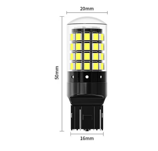 Set 2 becuri auto led T20 2 faze, 54 LED, compatibile Duster, Logan 2, Sandero 2, lumina alb-rece, 6500k, BZRSH [4]