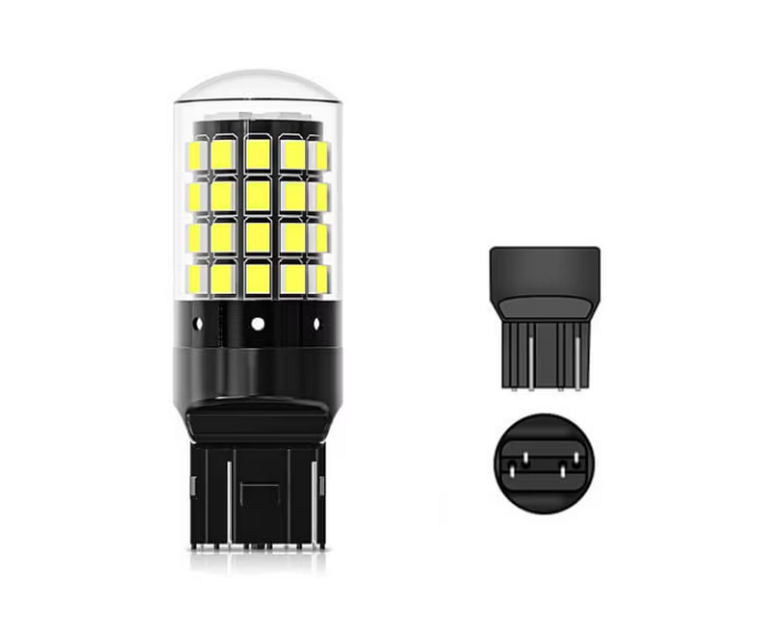 Set 2 becuri auto led T20, 54 LED, compatibile Duster, Logan 2, Sandero 2, lumina alb-rece, 6500k, BZRSH [4]