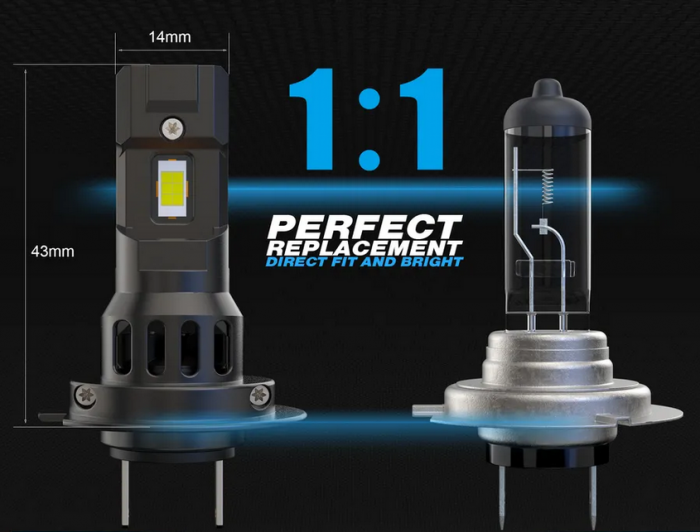 Set 2 becuri H7 LED mini, 100W, 10000LM, Canbus, K7, fara eroare [5]