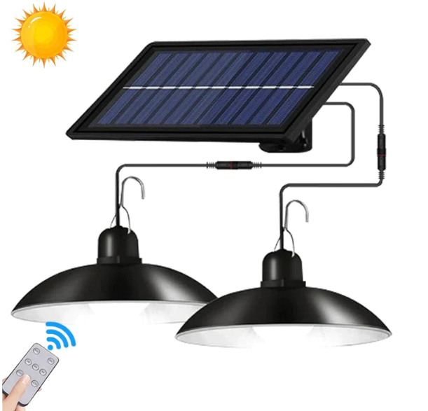 Set 2 becuri LED 50W cu panou solar, telecomanda [2]