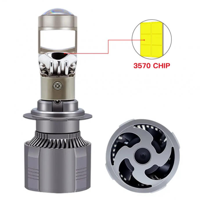 Set 2 Becuri LED cu Lupa, 220W, 12V, 30000 Lm, 5700K [6]