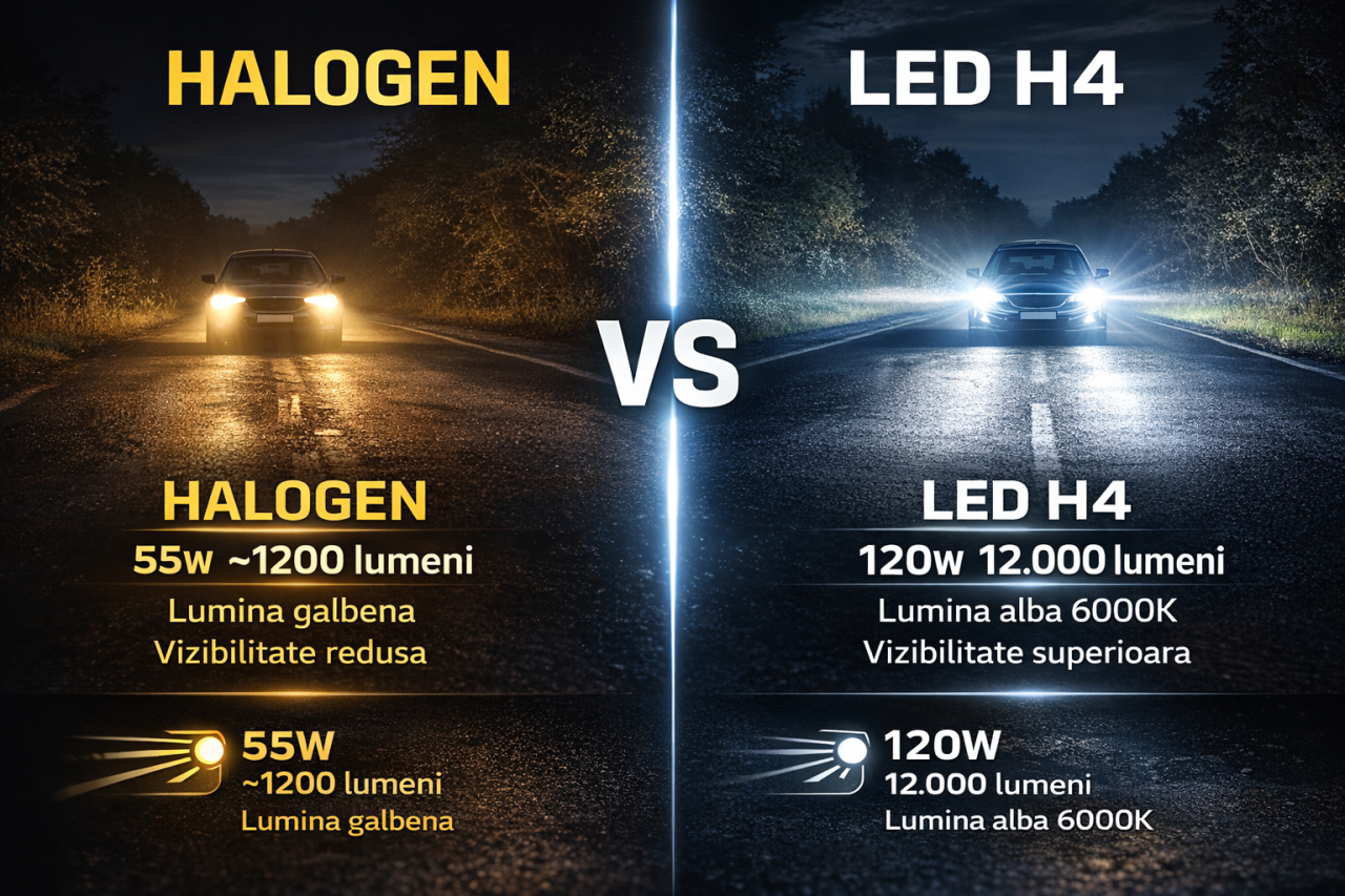 Set 2 Becuri LED H4 BZRSH 120W CANBUS, 12.000 lm - Montaj rapid plug&play, fara eroare, lumina puternica faza scurta si lunga [3]
