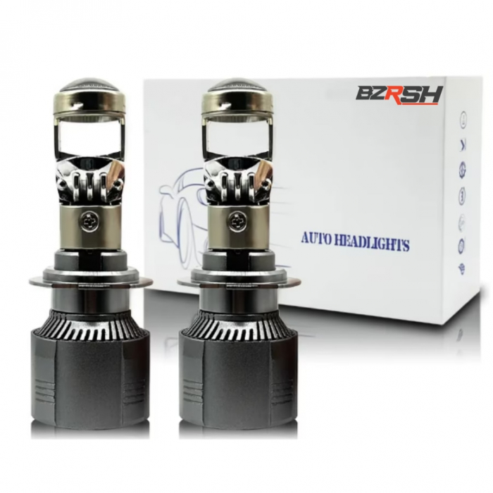 Set 2 Becuri LED H7 cu Lupa, BZRSH, 220W, 12V, 30000 Lm, 89 x 33 mm, fara eroare [4]