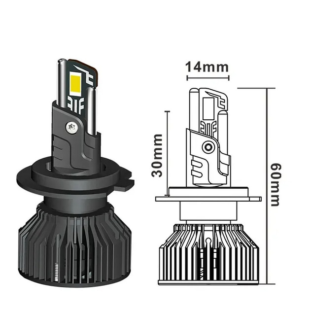 Set 2 becuri LED H7 T55 mini, 180W, Canbus, 60mm, fara eroare, 23000Lm, 6000K, +400%, BZRSH [3]