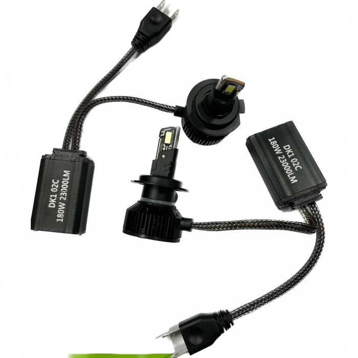 Set 2 becuri LED H7 T55 mini, 180W, Canbus, 60mm, fara eroare, 23000Lm, 6000K, +400%, BZRSH [5]