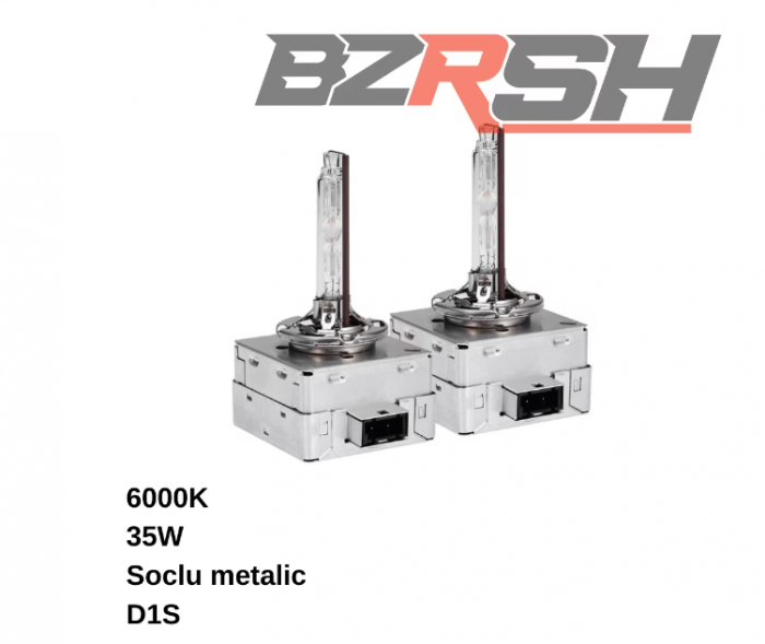 Set 2 becuri Xenon D1S, soclu metalic, 6000K, 12V, 35W, generatie noua, BZRSH [3]