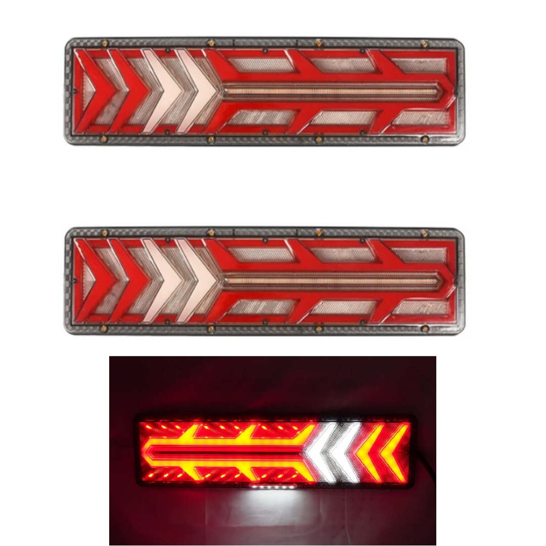 Set 2 Lampi Auto LED Spate, Universale, pentru Remorca, Camion si Trailer, 24V, 5 Functii Semnalizare dinamica, Pozitie, STOP, 46x13cm [2]