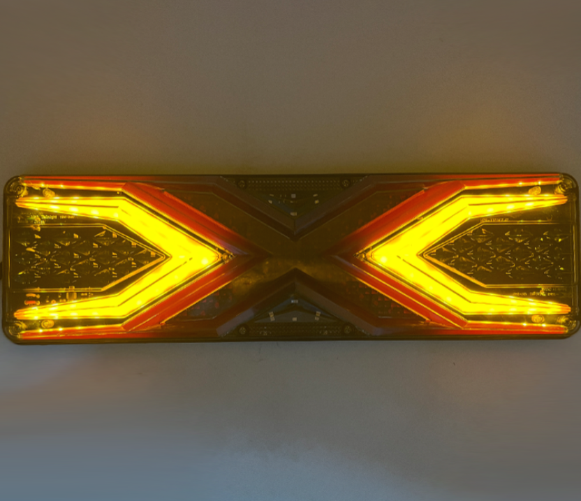 Set 2 Lampi Auto LED Spate, Universale, pentru Remorca, Camion si Trailer, utilaje agricole, 12 - 24V, Functii Semnalizare dinamica, Pozitie, STOP, 33x13cm, rosu / galben / alb [4]