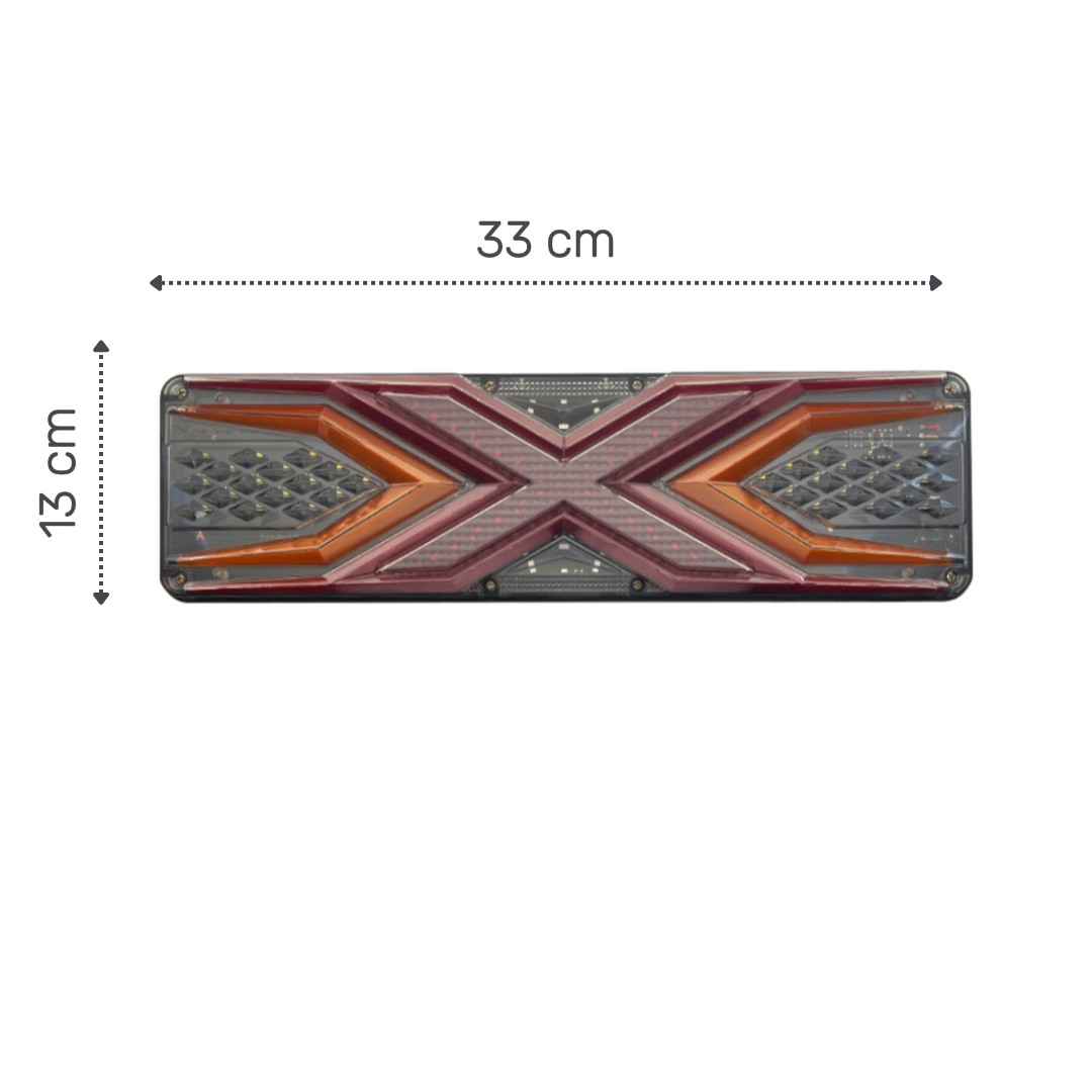 Set 2 Lampi Auto LED Spate, Universale, pentru Remorca, Camion si Trailer, utilaje agricole, 12 - 24V, Functii Semnalizare dinamica, Pozitie, STOP, 33x13cm, rosu / galben / alb [7]