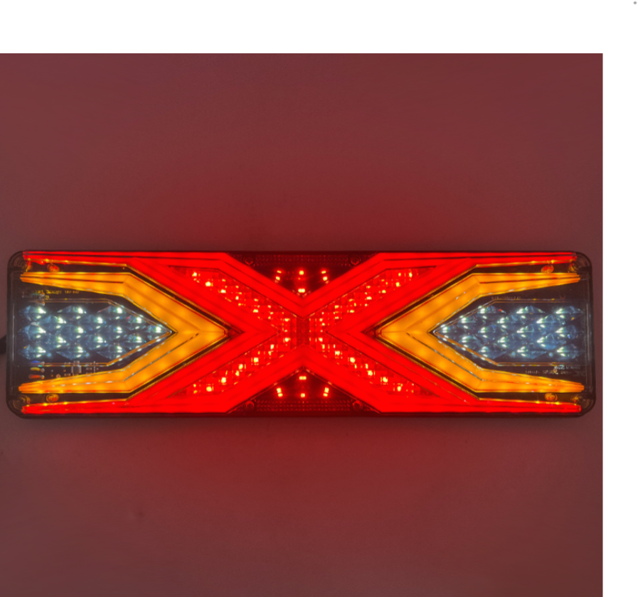 Set 2 Lampi Auto LED Spate, Universale, pentru Remorca, Camion si Trailer, utilaje agricole, 12 - 24V, Functii Semnalizare dinamica, Pozitie, STOP, 33x13cm, rosu / galben / alb [5]