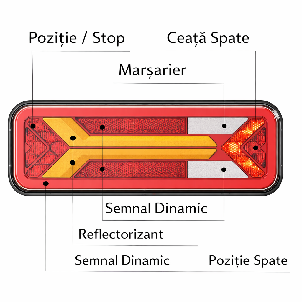 Set 2 Lămpi LED Spate 24V pentru Remorcă / Camion / Trailer – 5 Funcții, Semnalizare Dinamică, 283×100×33 mm [7]