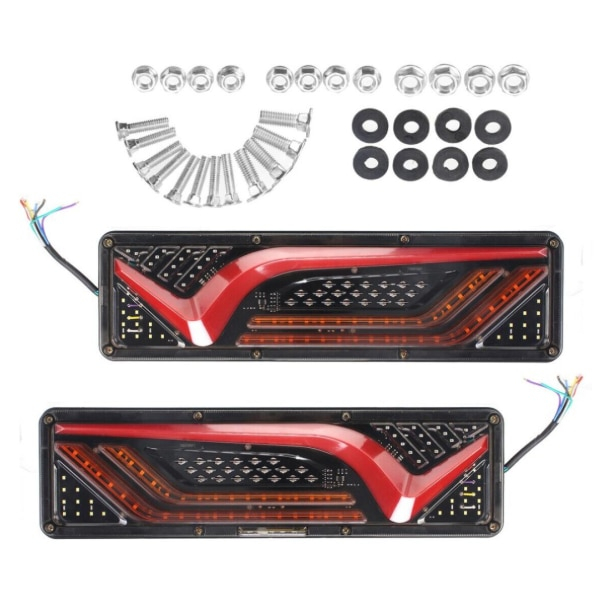 Set 2 Lampi Auto LED Spate, Universale, pentru Remorca, Camion si Trailer, 24V, Functii Semnalizare, Pozitie, STOP, 46x13cm, rosu / chihlimbar / alb [5]