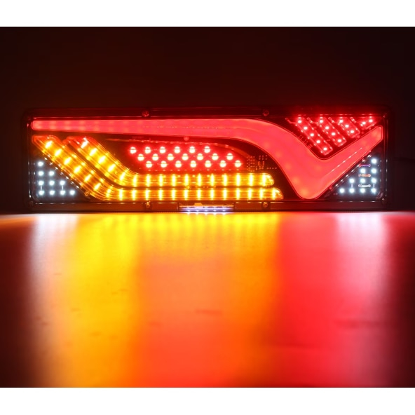 Set 2 Lampi Auto LED Spate, Universale, pentru Remorca, Camion si Trailer, 24V, Functii Semnalizare, Pozitie, STOP, 46x13cm, rosu / chihlimbar / alb [2]