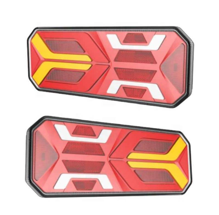 Set 2 Lampi Auto LED Spate, Universale, pentru Remorca, Camion si Trailer, 24V, Functii Semnalizare, Pozitie, STOP, 35x13cm, rosu / galben/ alb [2]