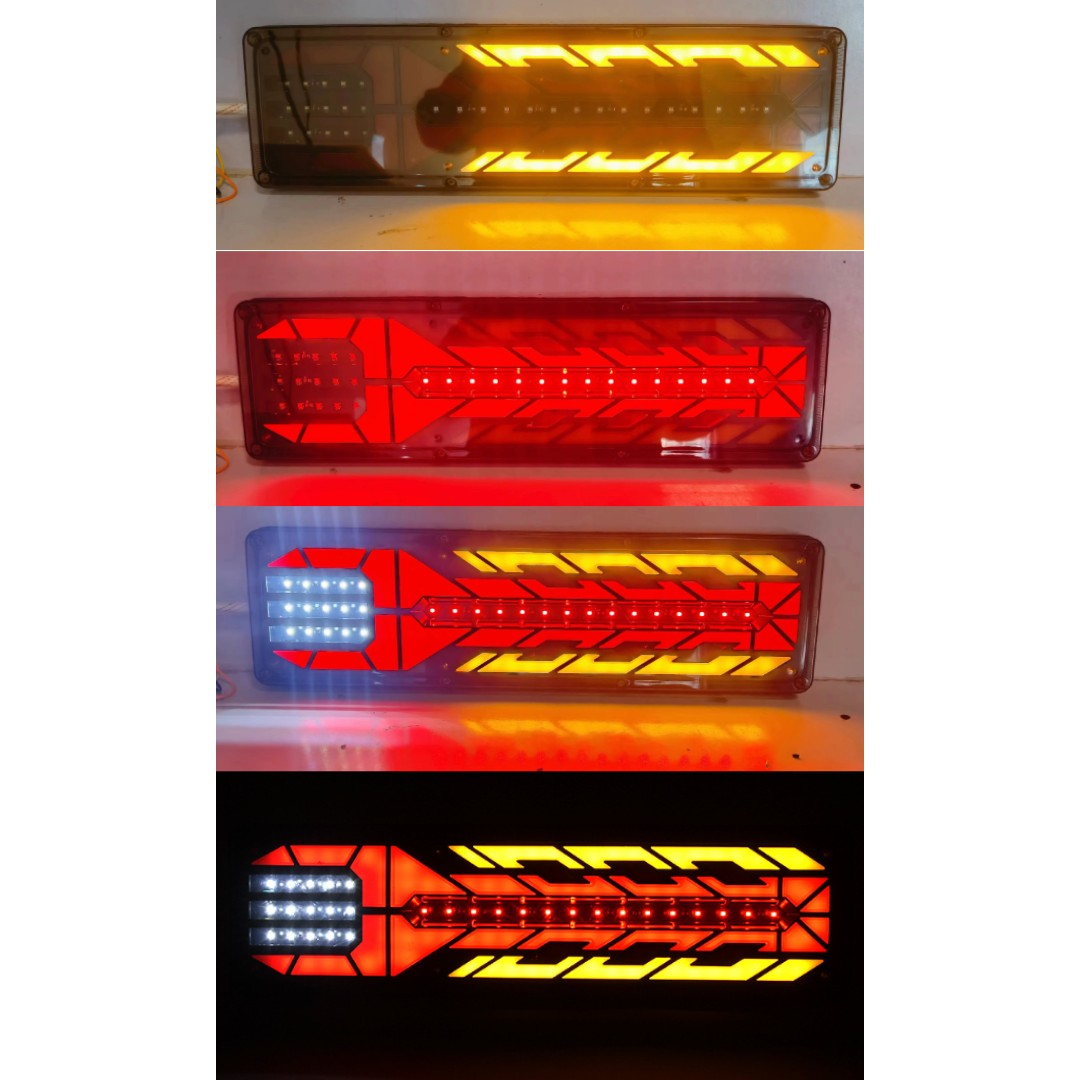 Set 2 Lampi Auto LED Spate, Universale, pentru Remorca, Camion si Trailer, 24V, Functii Semnalizare, Pozitie, STOP, 46x13cm, rosu / galben/ alb - Copie [8]