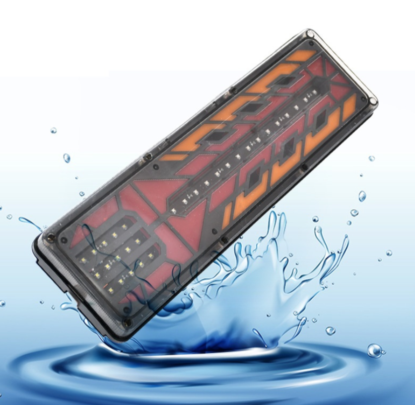 Set 2 Lampi Auto LED Spate, Universale, pentru Remorca, Camion, utilaje agricole, 12 - 24V, Semnalizare dinamica, Pozitie, STOP, 33x13cm, rosu / galben / alb [6]