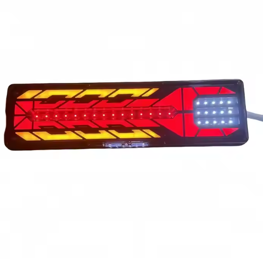 Set 2 Lampi Auto LED Spate, Universale, pentru Remorca, Camion, utilaje agricole, 12 - 24V, Semnalizare dinamica, Pozitie, STOP, 33x13cm, rosu / galben / alb [9]