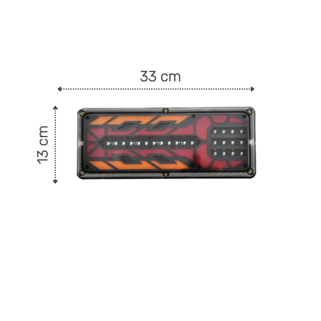 Set 2 Lampi Auto LED Spate, Universale, pentru Remorca, Camion, utilaje agricole, 12 - 24V, Semnalizare dinamica, Pozitie, STOP, 33x13cm, rosu / galben / alb [10]