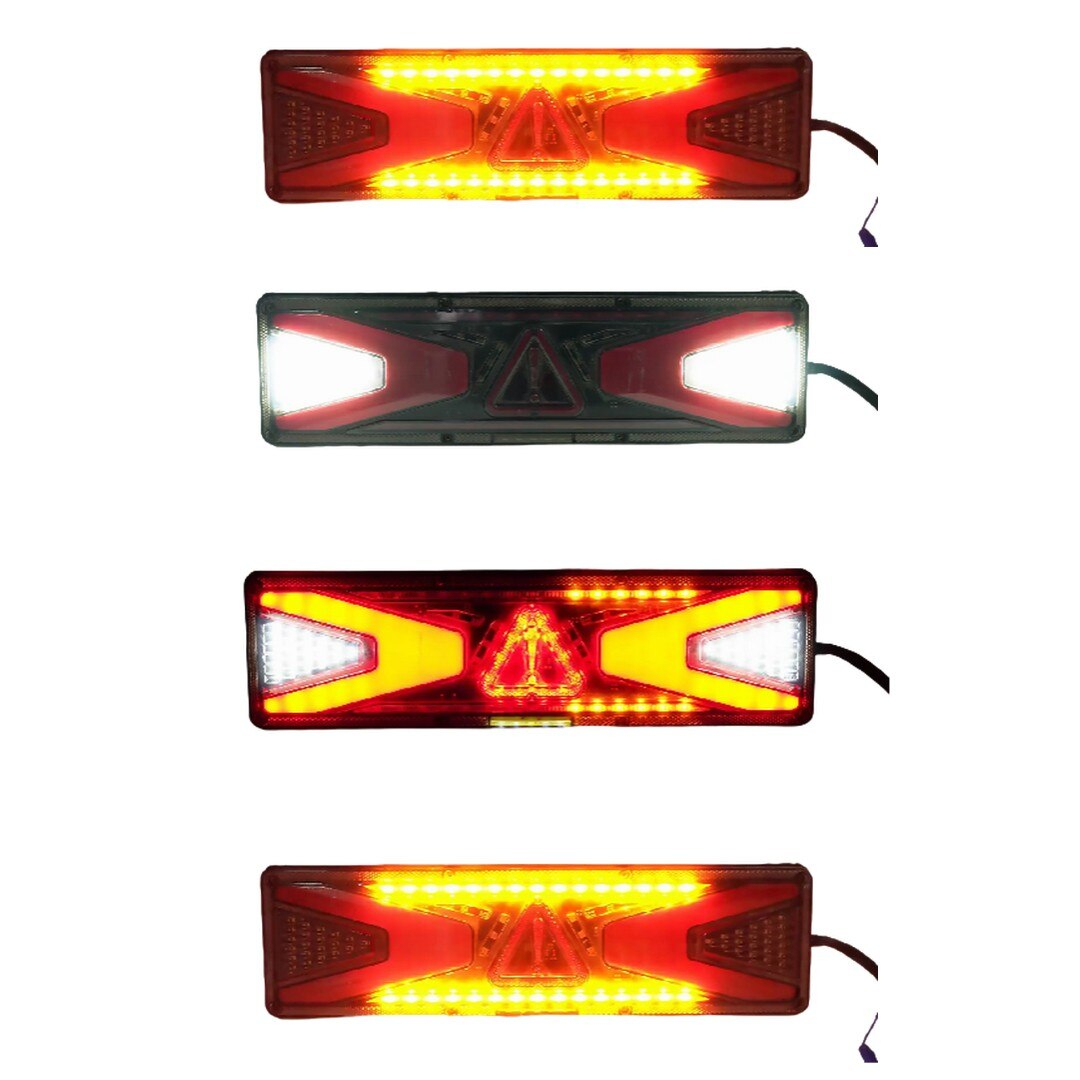 Set 2 Lampi Auto LED Spate, Universale, pentru Remorca, Camion si Trailer, utilaje agricole, 24V, Functii Semnalizare dinamica, Pozitie, STOP, 46x13cm, rosu / galben / alb [4]