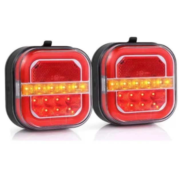 Set 2 Stopuri Auto LED Spate, Universale, pentru Remorca, Camion si Trailer, utilaje agricole, 12-24V, Semnalizare dinamica, Pozitie, STOP, rosu / galben / alb [1]