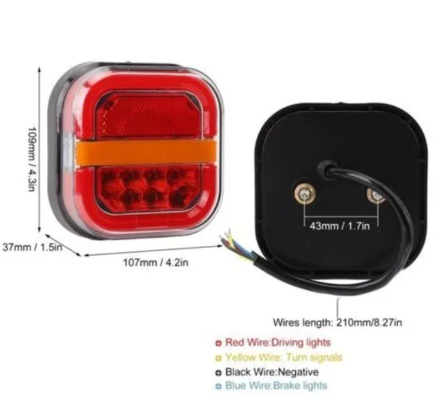 Set 2 Stopuri Auto LED Spate, Universale, pentru Remorca, Camion si Trailer, utilaje agricole, 12-24V, Semnalizare dinamica, Pozitie, STOP, rosu / galben / alb [2]