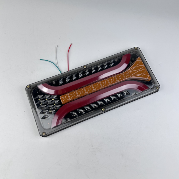 Set 2 Lampi Auto LED Spate, Universale, pentru Remorca, Camion, utilaje agricole, 12 - 24V, Semnalizare dinamica, Pozitie, STOP, 33x13cm, rosu/ galben/alb [7]