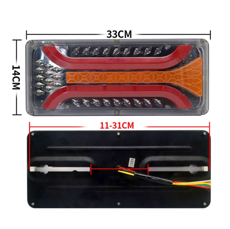 Set 2 Lampi Auto LED Spate, Universale, pentru Remorca, Camion, utilaje agricole, 12 - 24V, Semnalizare dinamica, Pozitie, STOP, 33x13cm, rosu/ galben/alb [2]