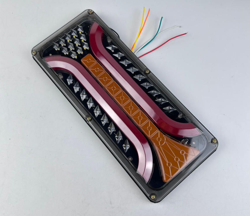 Set 2 Lampi Auto LED Spate, Universale, pentru Remorca, Camion, utilaje agricole, 12 - 24V, Semnalizare dinamica, Pozitie, STOP, 33x13cm, rosu/ galben/alb [8]