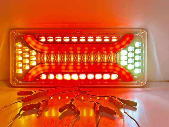 Set 2 Lampi Auto LED Spate, Universale, pentru Remorca, Camion, utilaje agricole, 12 - 24V, Semnalizare dinamica, Pozitie, STOP, 33x13cm, rosu/ galben/alb [5]