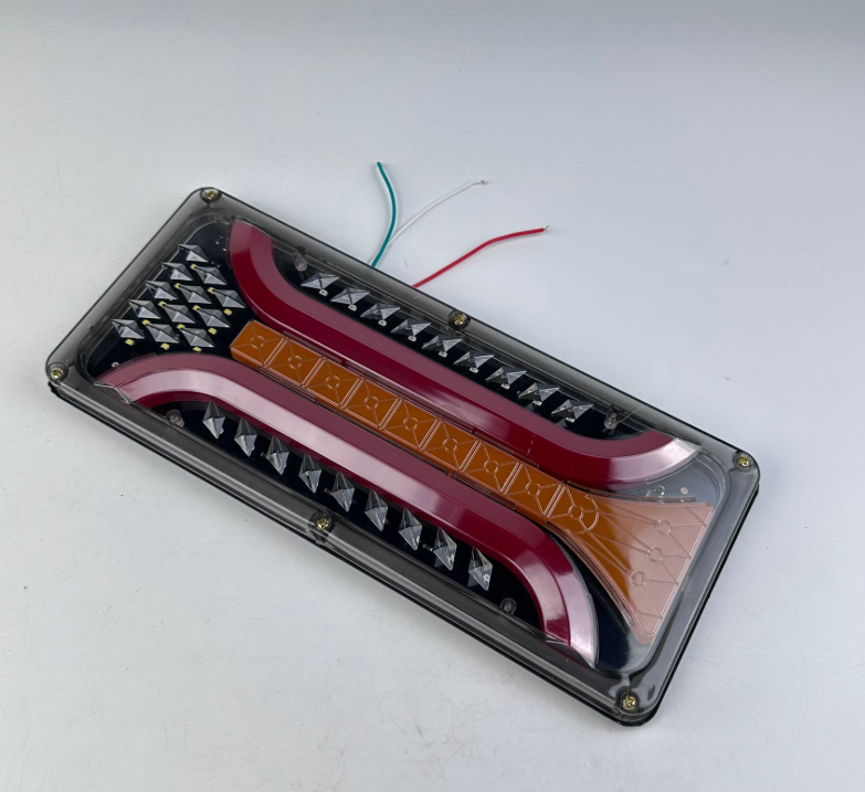 Set 2 Lampi Auto LED Spate, Universale, pentru Remorca, Camion, utilaje agricole, 12 - 24V, Semnalizare dinamica, Pozitie, STOP, 33x13cm, rosu/ galben/alb [9]