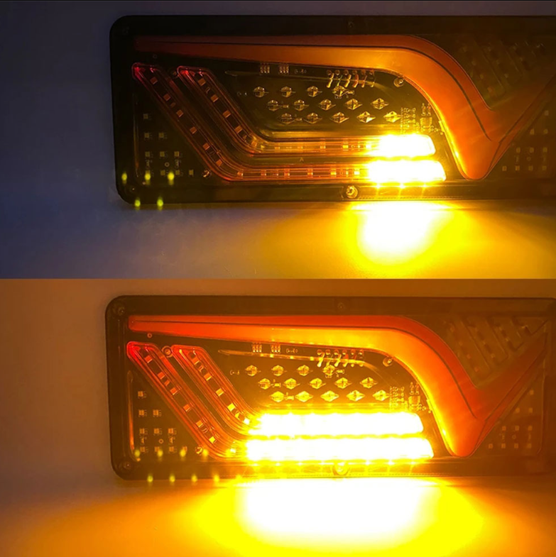 Set 2 Lampi Auto LED Spate, Universale, pentru Remorca, Camion, utilaje agricole, 12 - 24V, Semnalizare dinamica, Pozitie, STOP, 33x13cm,alb / rosu/ galben [4]