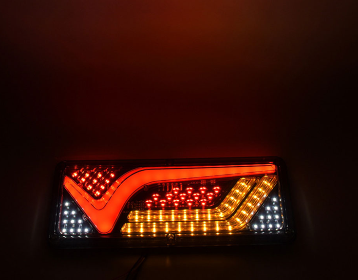 Set 2 Lampi Auto LED Spate, Universale, pentru Remorca, Camion, utilaje agricole, 12 - 24V, Semnalizare dinamica, Pozitie, STOP, 33x13cm,alb / rosu/ galben [6]