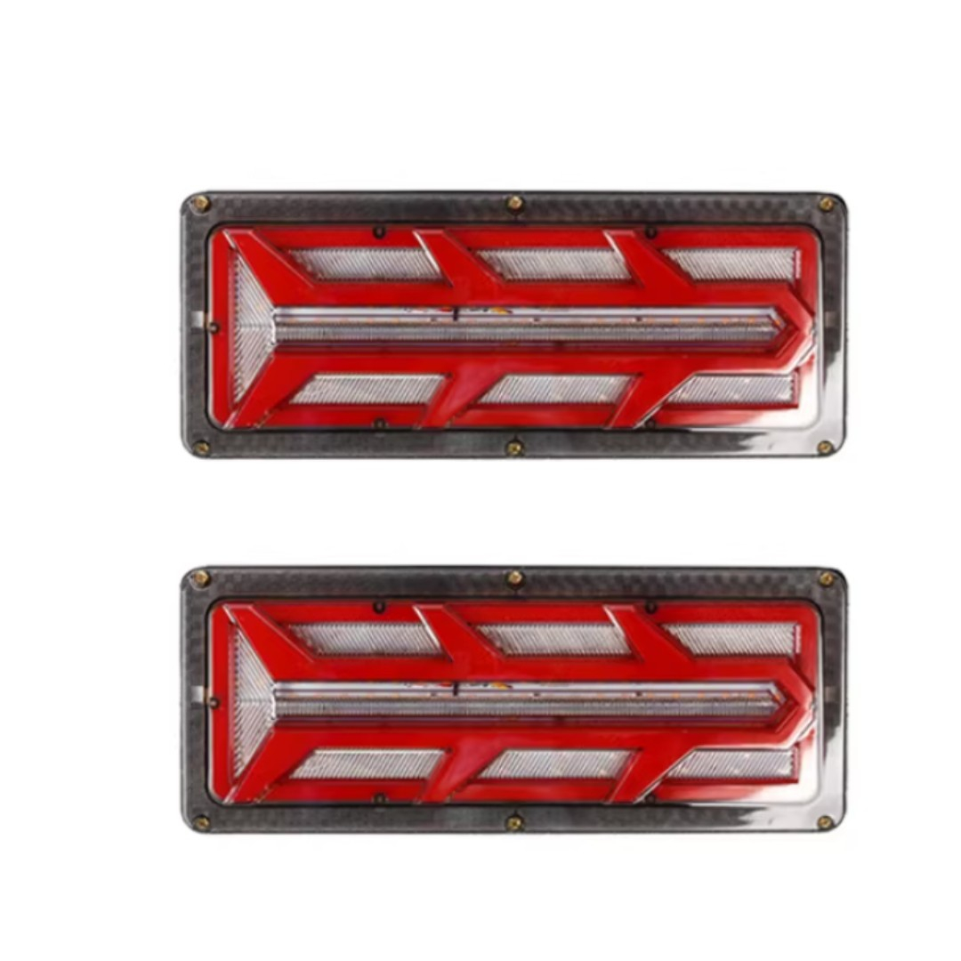 Set 2 Lampi Auto LED Spate, Universale, pentru Remorca, Camion, utilaje agricole, 12 - 24V, Semnalizare dinamica, Pozitie, STOP, 33x13cm, rosu / galben / alb [1]