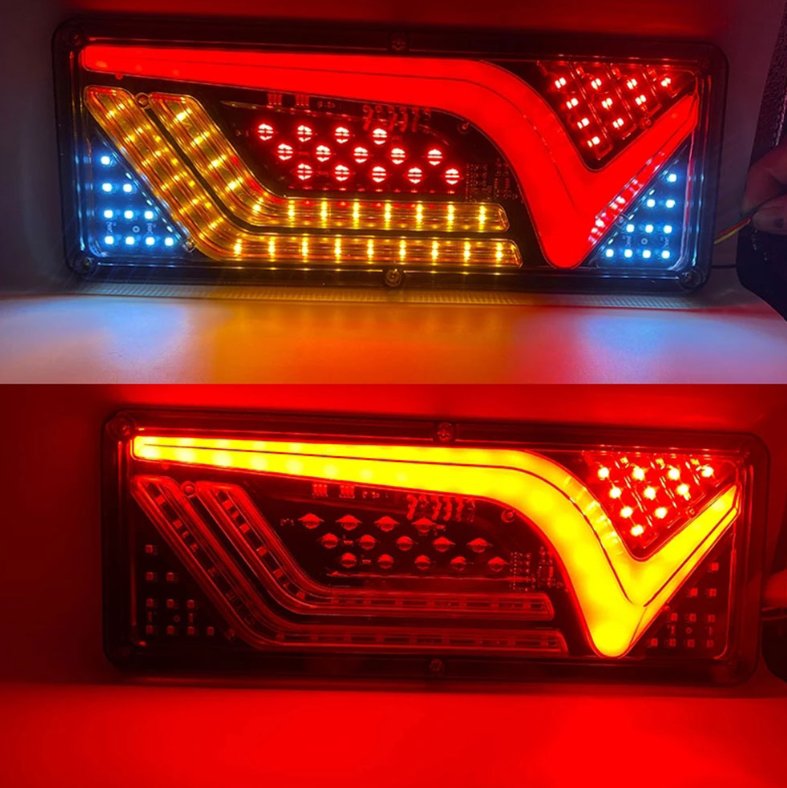 Set 2 Lampi Auto LED Spate, Universale, pentru Remorca, Camion, utilaje agricole, 12 - 24V, Semnalizare dinamica, Pozitie, STOP, 33x13cm,alb / rosu/ galben [3]